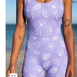 Elegant Lavender Seashell One Piece Swimsuit